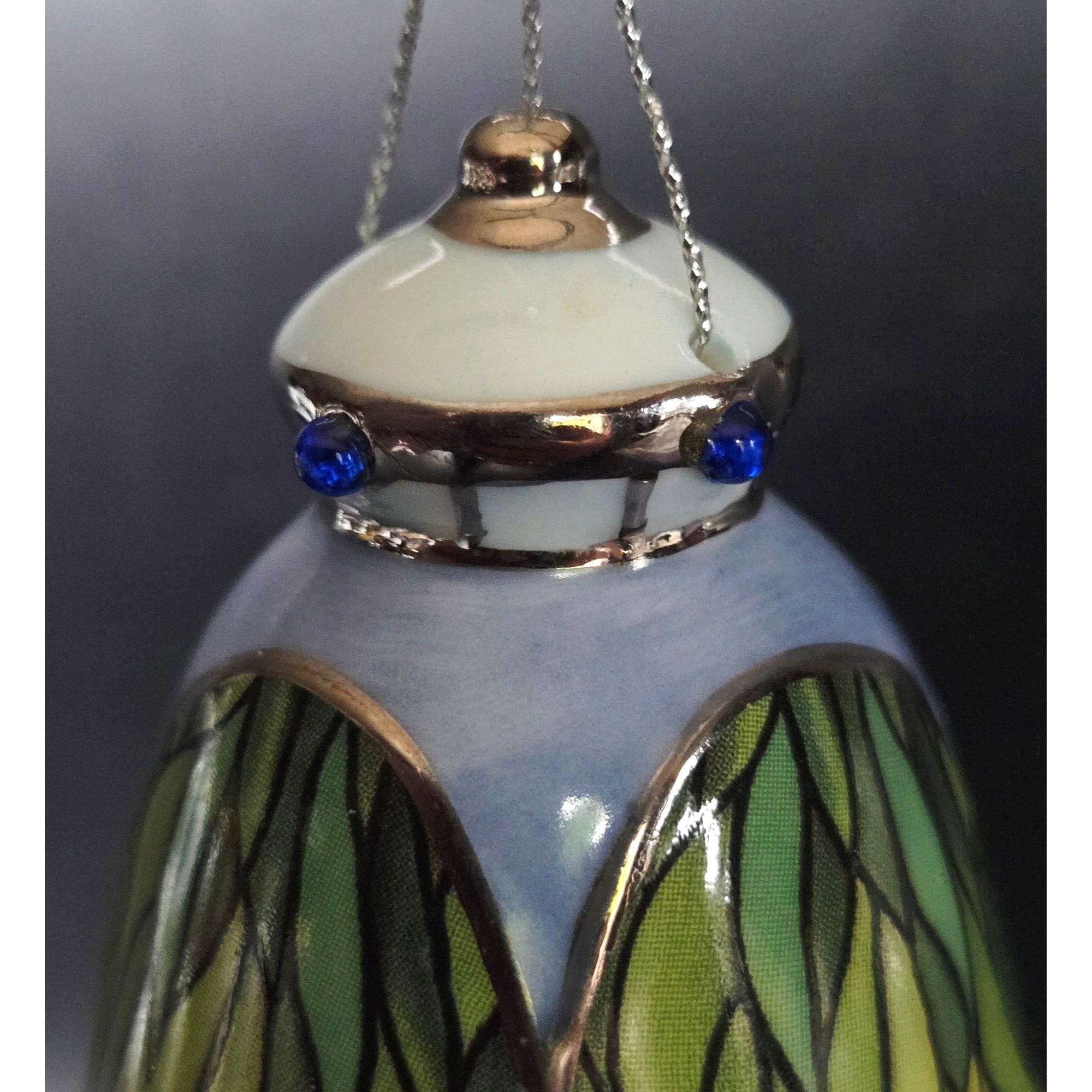 Bradford Exchange for Louis Tiffany Hand Painted Stained Glass Style Iris Ornament,  Fine Porcelain.