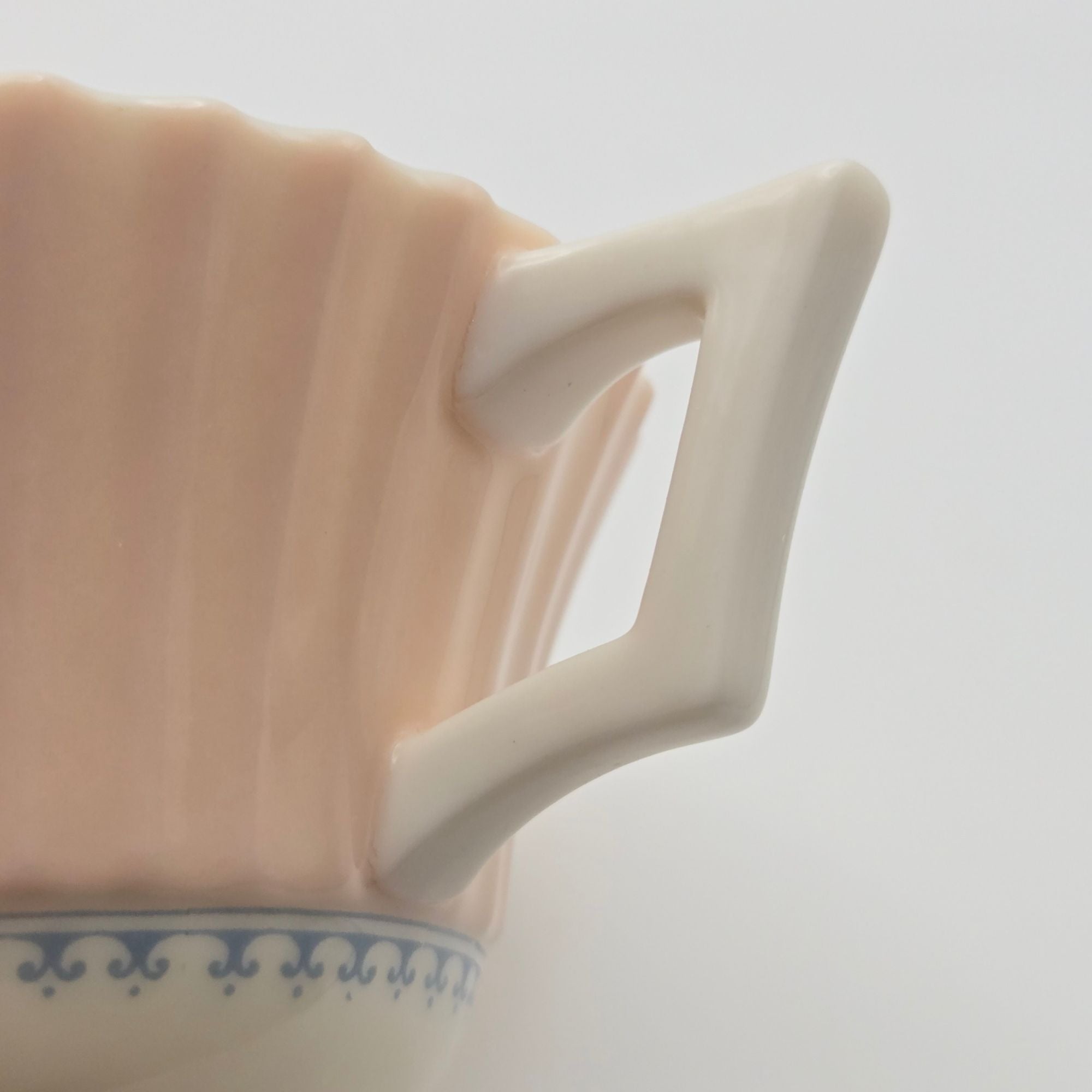 Vintage Lenox China "Joan" Cup Saucer Set Pink Blue Scallops Discontinued 1939, Numbered