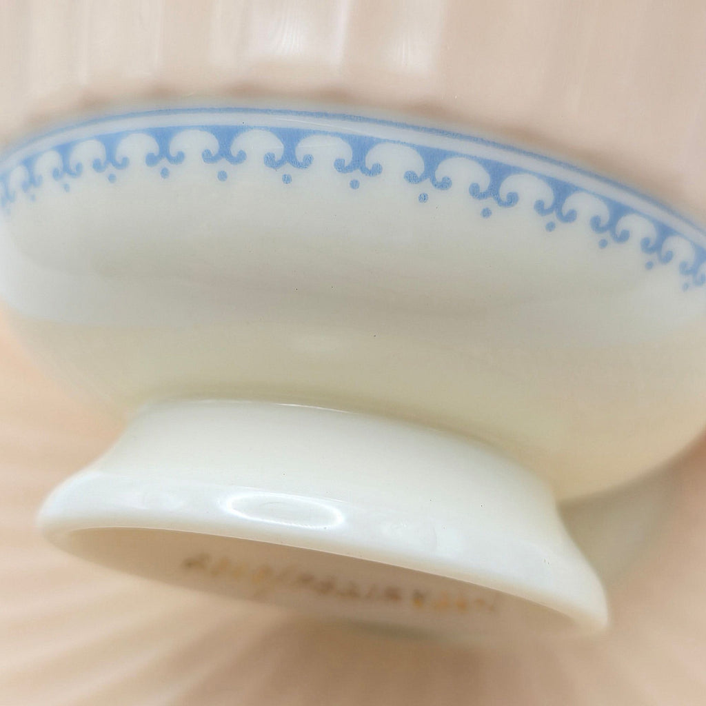 Vintage Lenox China "Joan" Cup Saucer Set Pink Blue Scallops Discontinued 1939, Numbered