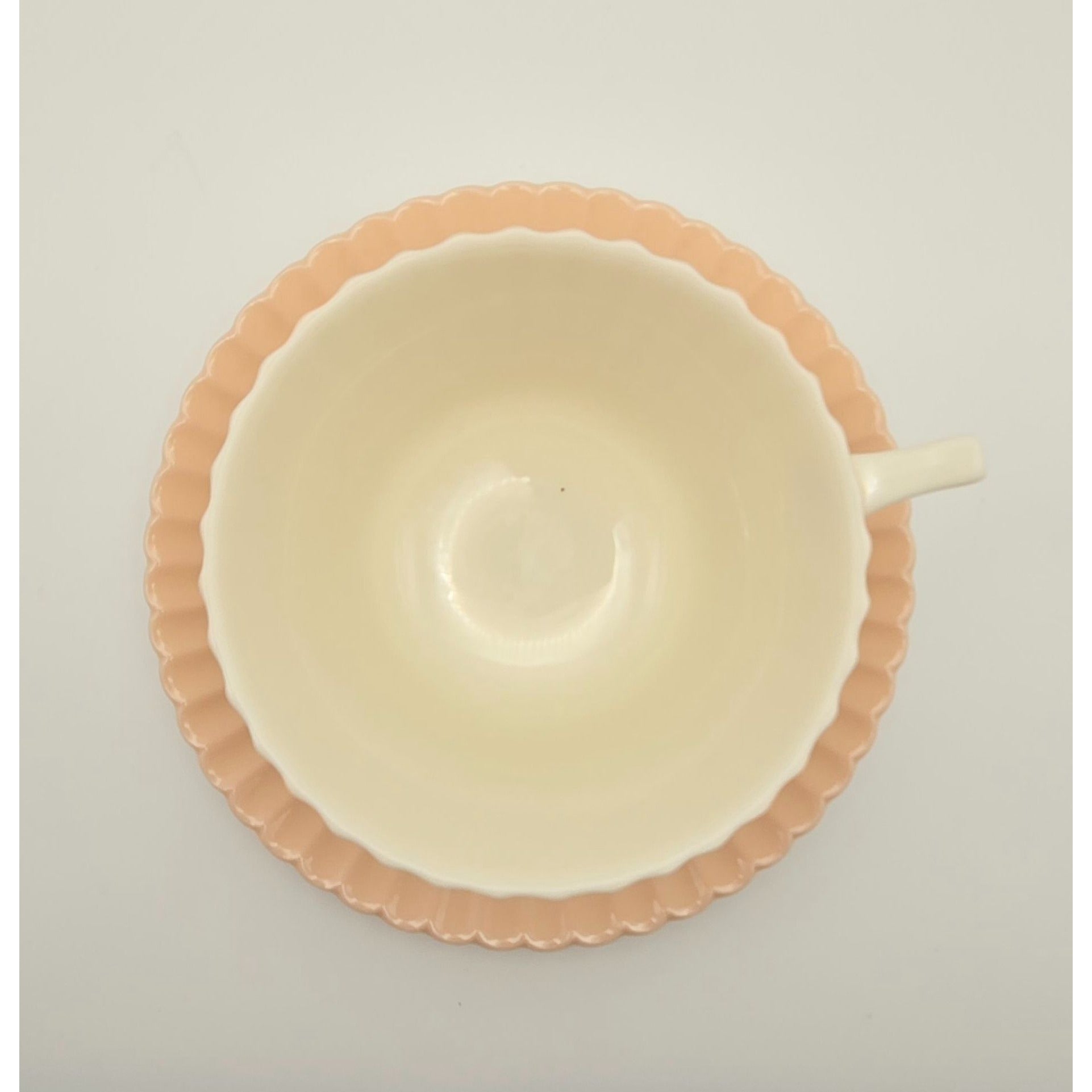 Vintage Lenox China "Joan" Cup Saucer Set Pink Blue Scallops Discontinued 1939, Numbered
