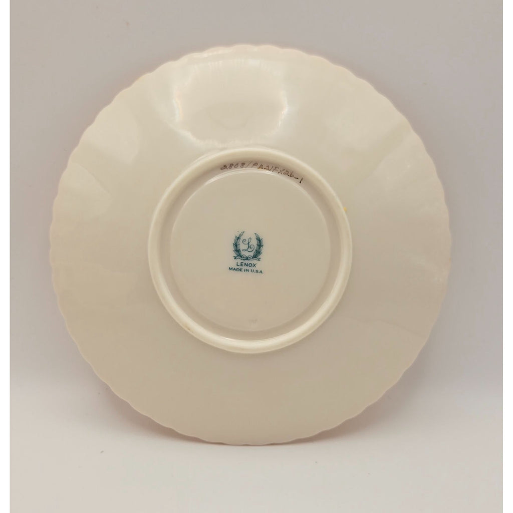 Vintage Lenox China "Joan" Cup Saucer Set Pink Blue Scallops Discontinued 1939, Numbered