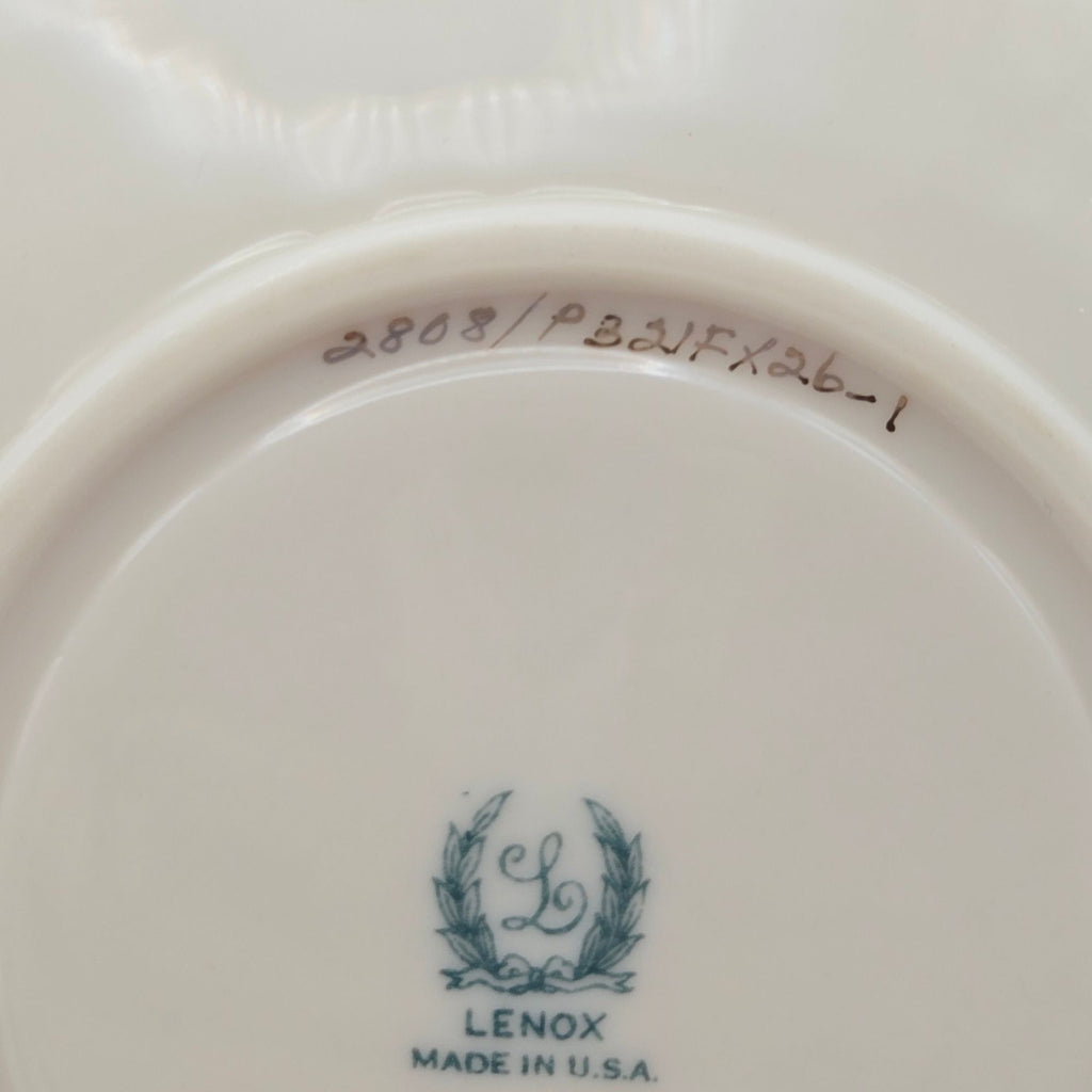 Vintage Lenox China "Joan" Cup Saucer Set Pink Blue Scallops Discontinued 1939, Numbered
