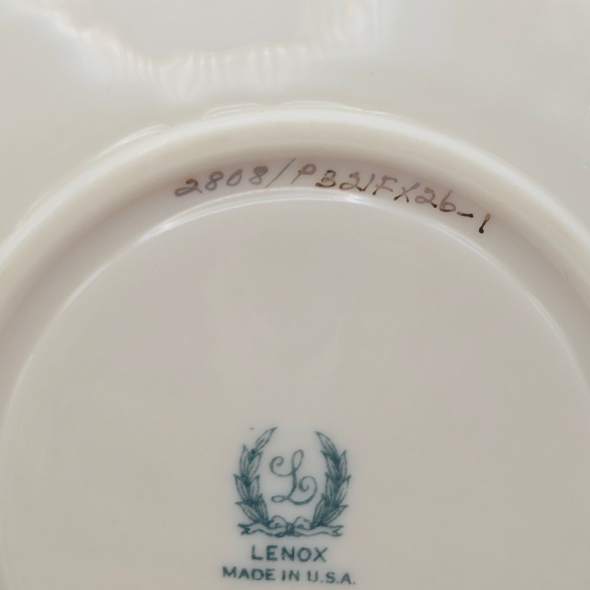 Vintage Lenox China "Joan" Cup Saucer Set Pink Blue Scallops Discontinued 1939, Numbered