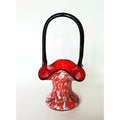 Welz Red & White Czech Art Glass Basket With Black Handle Handblown 8"
