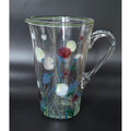 Vintage 1940s Glass Pitcher w/Hand Painted Clover, Floral Pitcher, Czech Glass, 8 cups