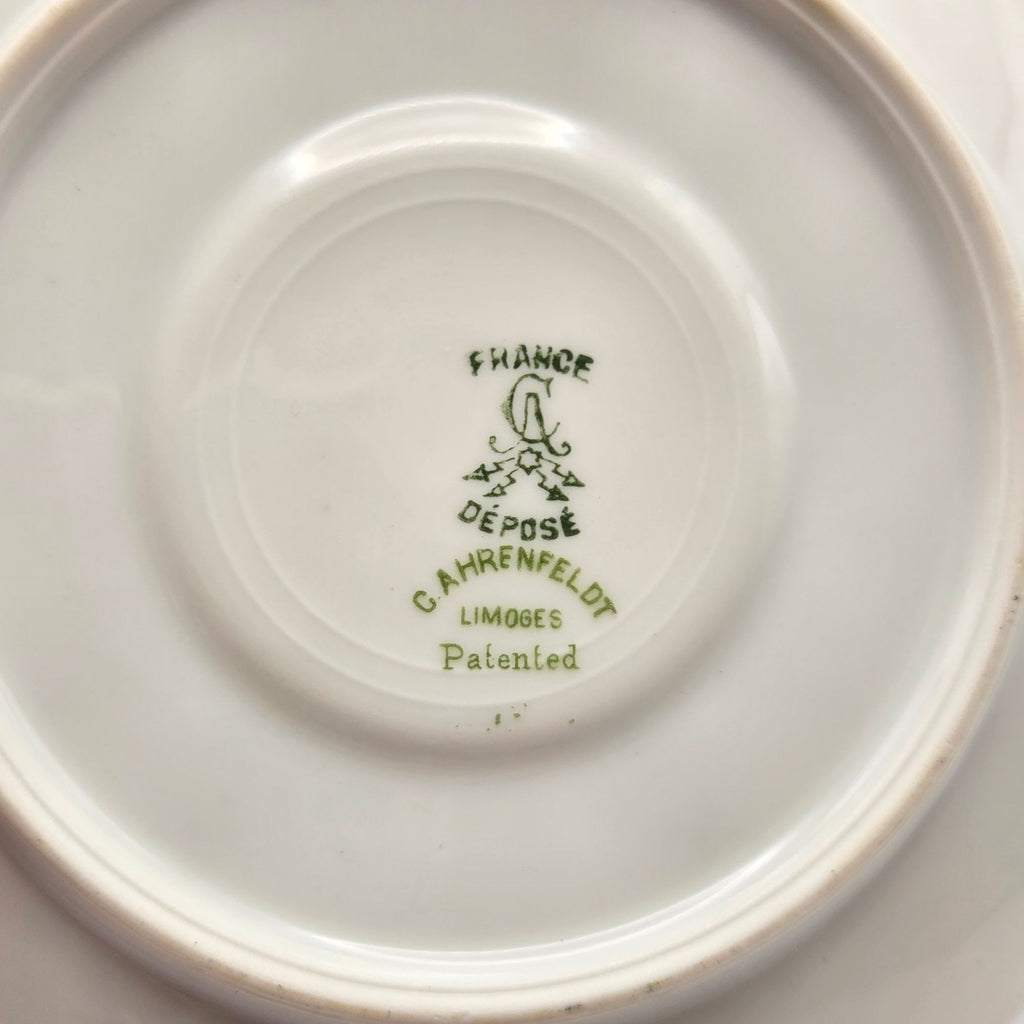 Ahrenfeldt Limoges Blue & Pink Tea Cup & Saucer Floral Made In France