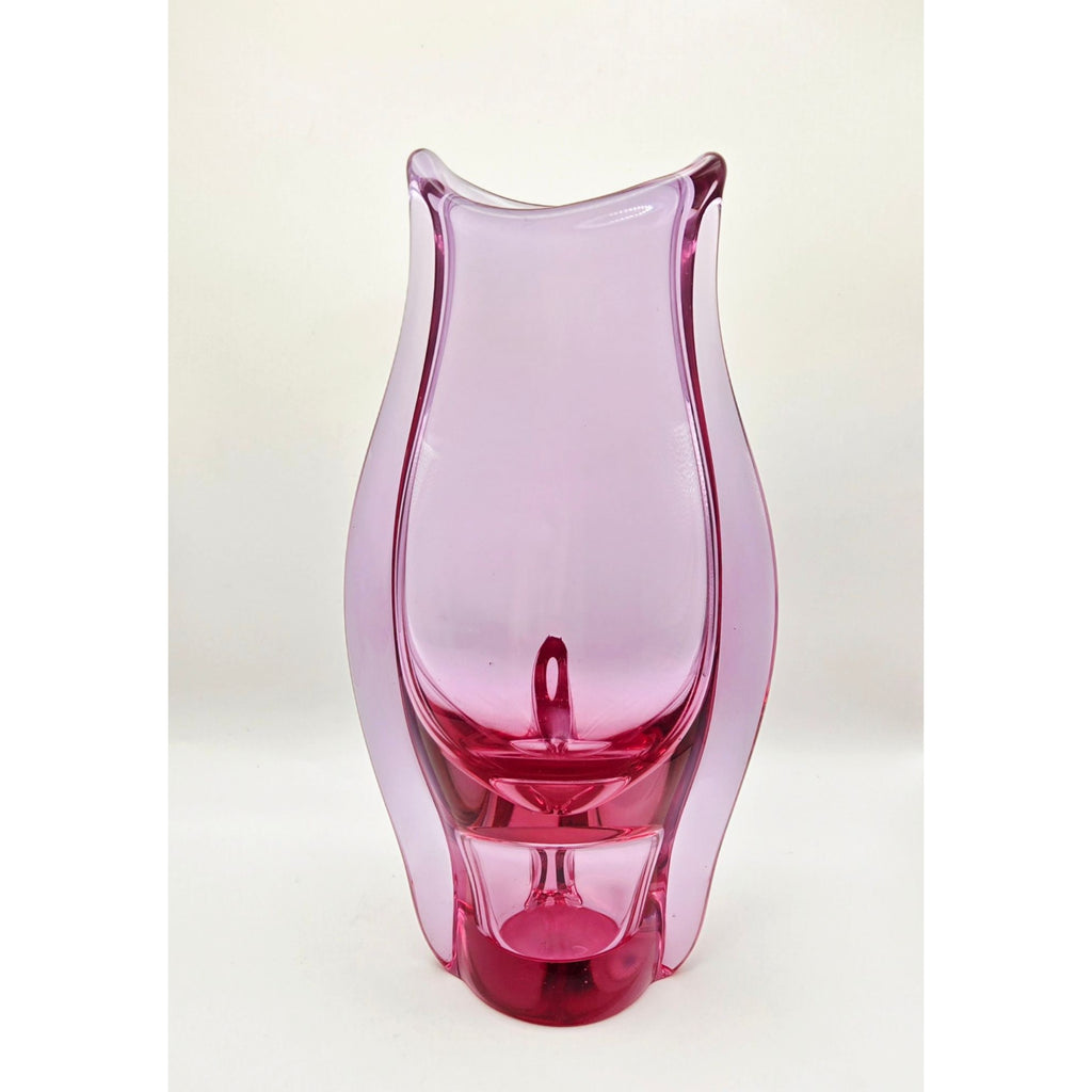 Vintage Pink Art Glass Vase European Vase Miloslav Klinger Zelezny Brod Sklo Vase: Czech Vase
