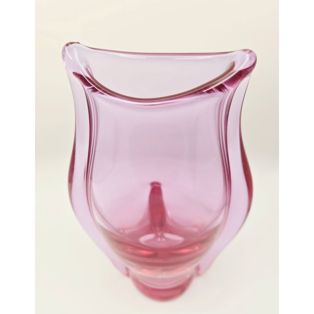 Vintage Pink Art Glass Vase European Vase Miloslav Klinger Zelezny Brod Sklo Vase: Czech Vase