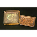 Brass Matchbox Holder & Tray Farm Scenes Hand-Engraved Set