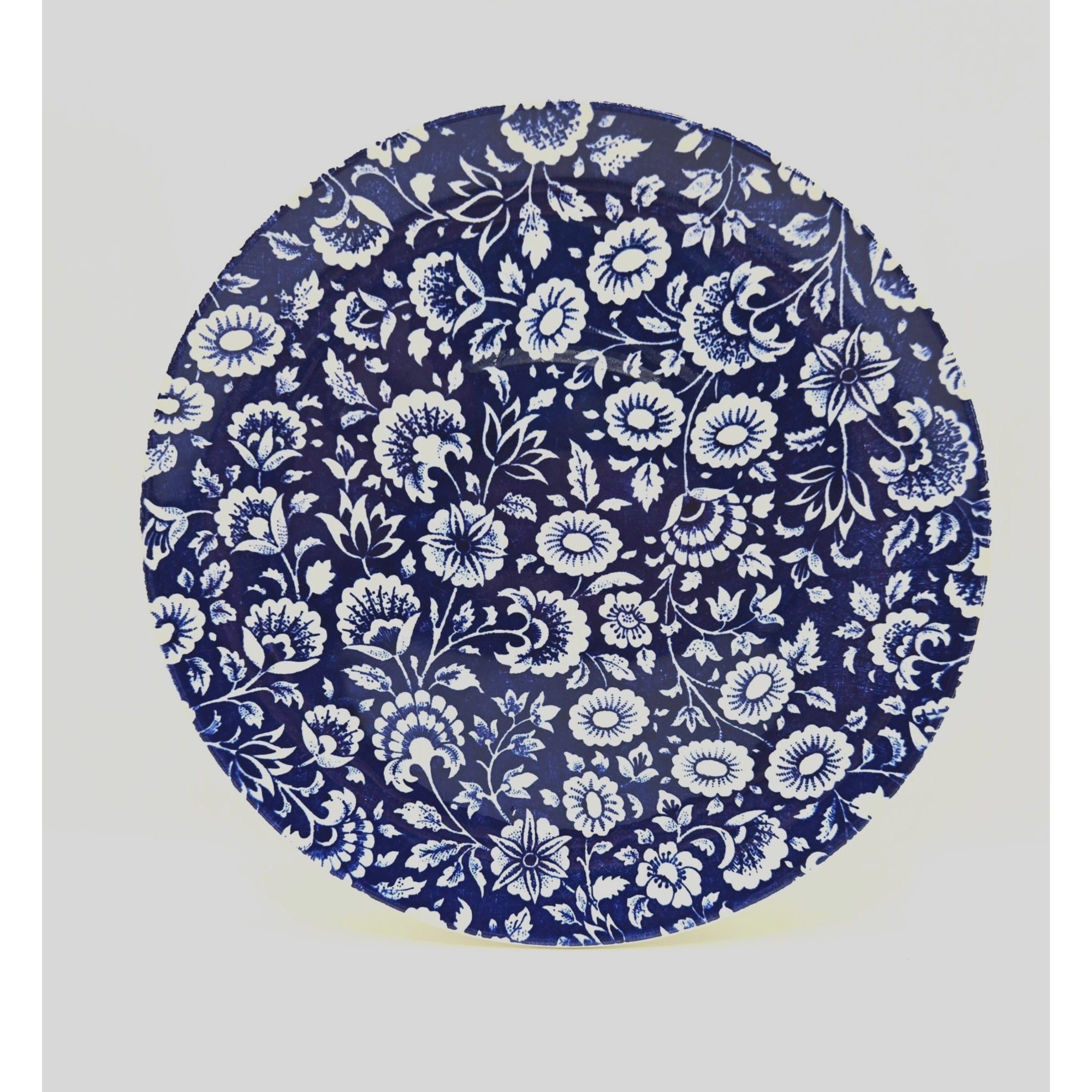 Vintage French Navy Floral Chintz Plate by Gien of France, Beatrice Pattern 1970s