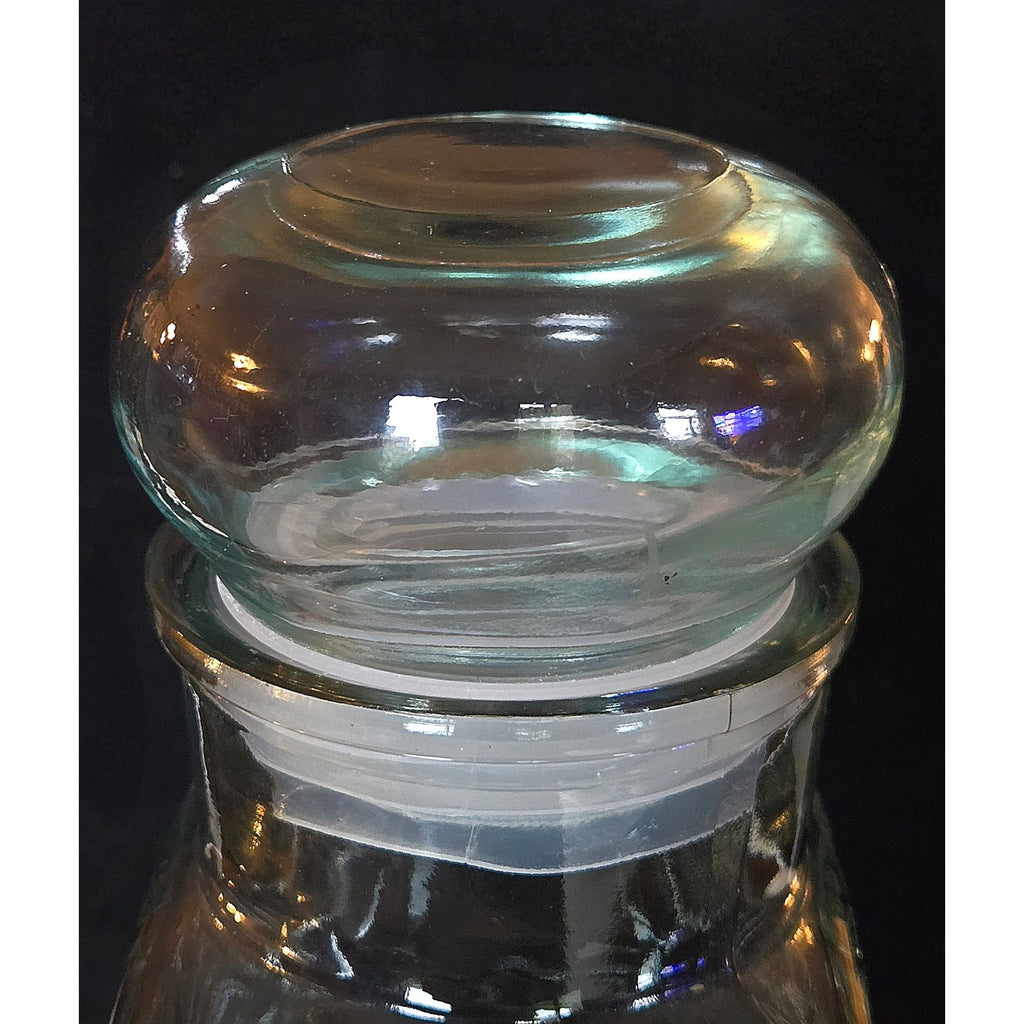 Vintage Clear Glass Apothecary Jar With Ornate Embossed Owl Design And Fitted Bubble Lid