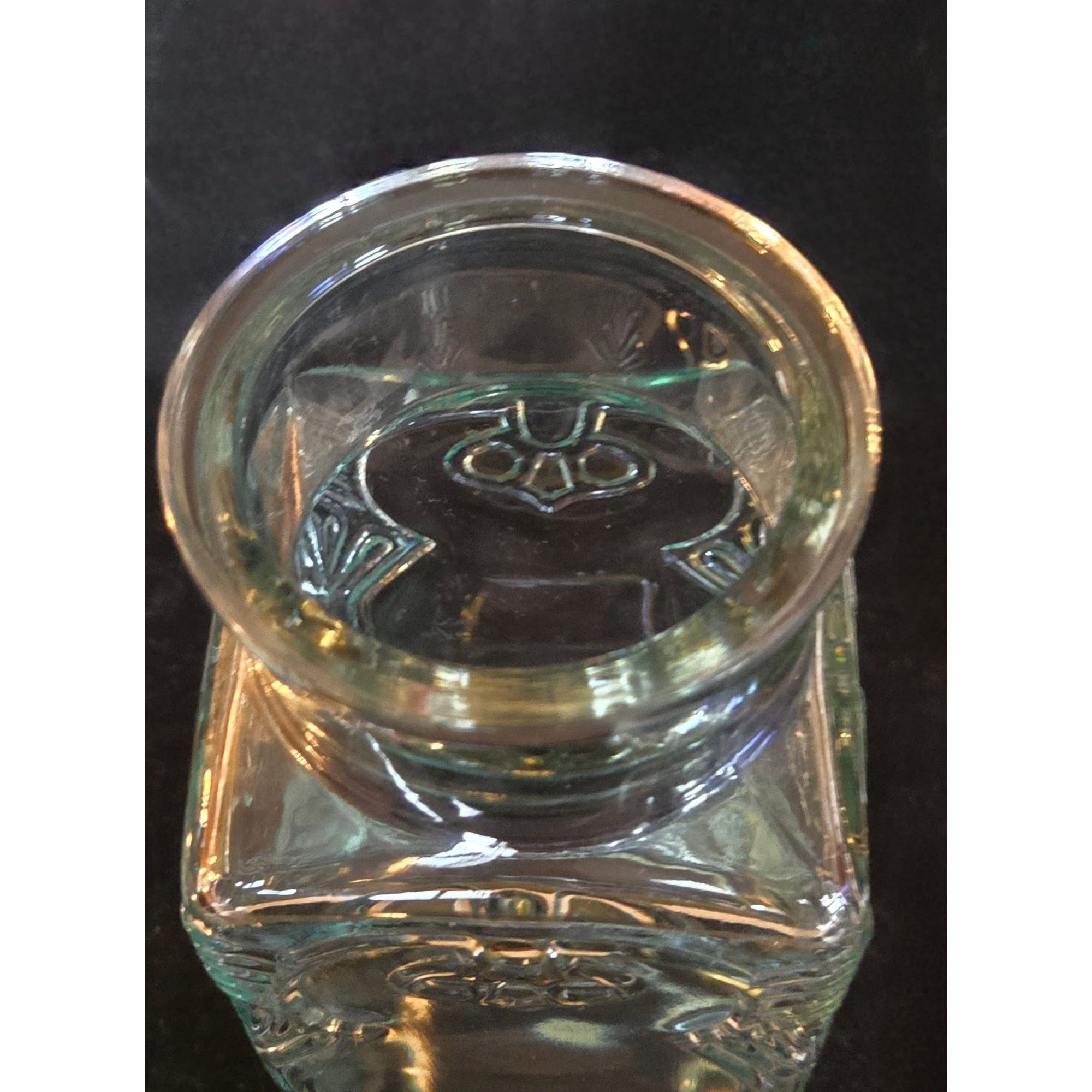 Vintage Clear Glass Apothecary Jar With Ornate Embossed Owl Design And Fitted Bubble Lid