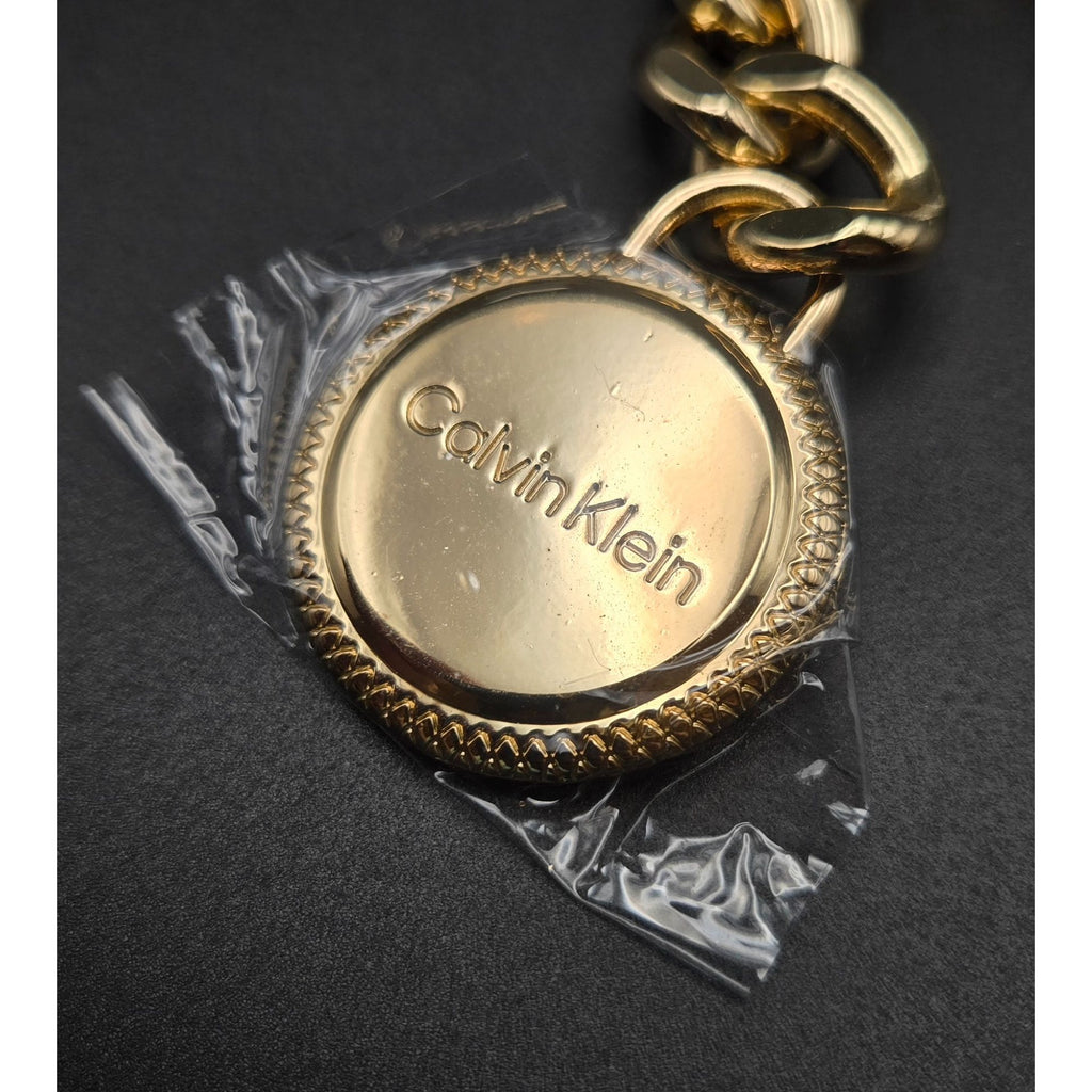 Calvin Klein Gold-Tone Logo Keychain purse charm With Decorative Charms & Lobster Clasp 4"