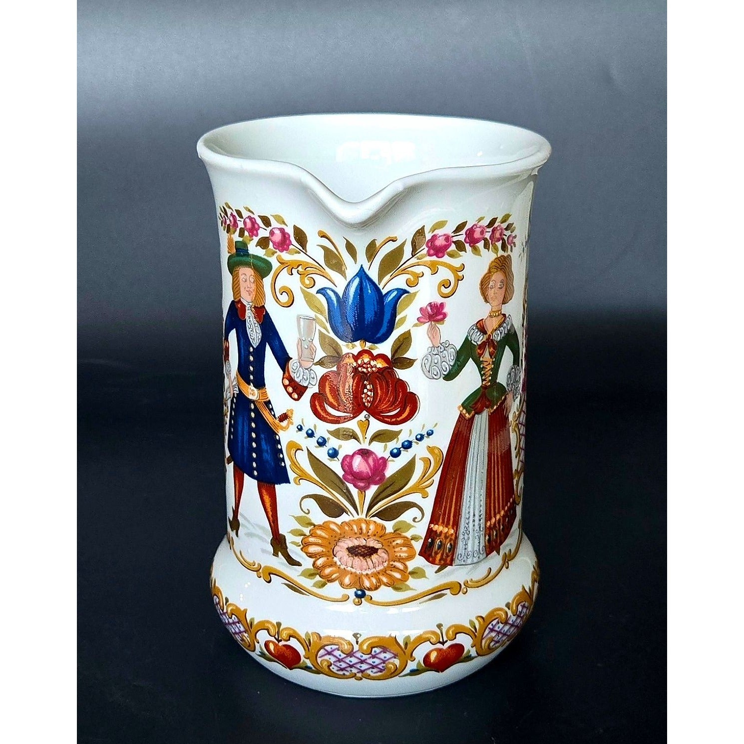 Vintage Colorful Ceramic Milk Pitcher Folk Art 6" decor