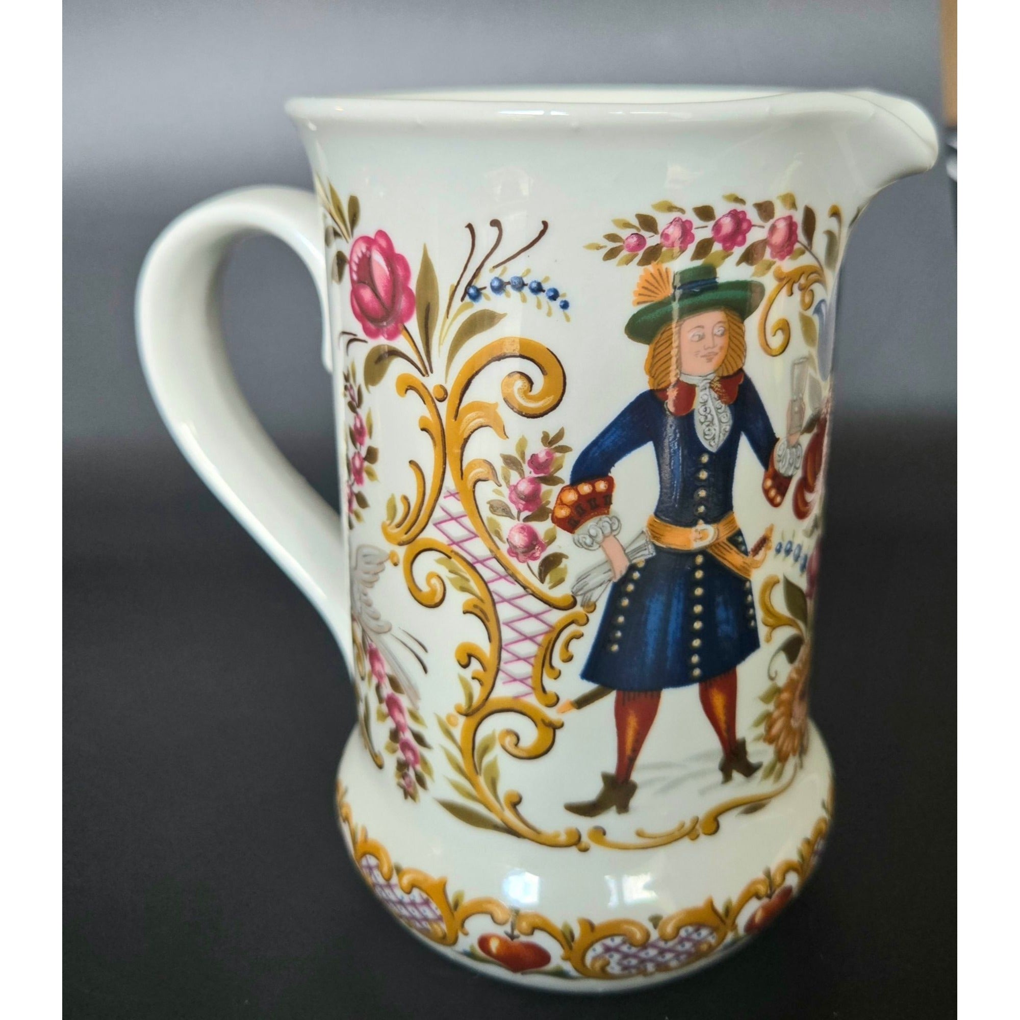 Vintage Colorful Ceramic Milk Pitcher Folk Art 6" decor