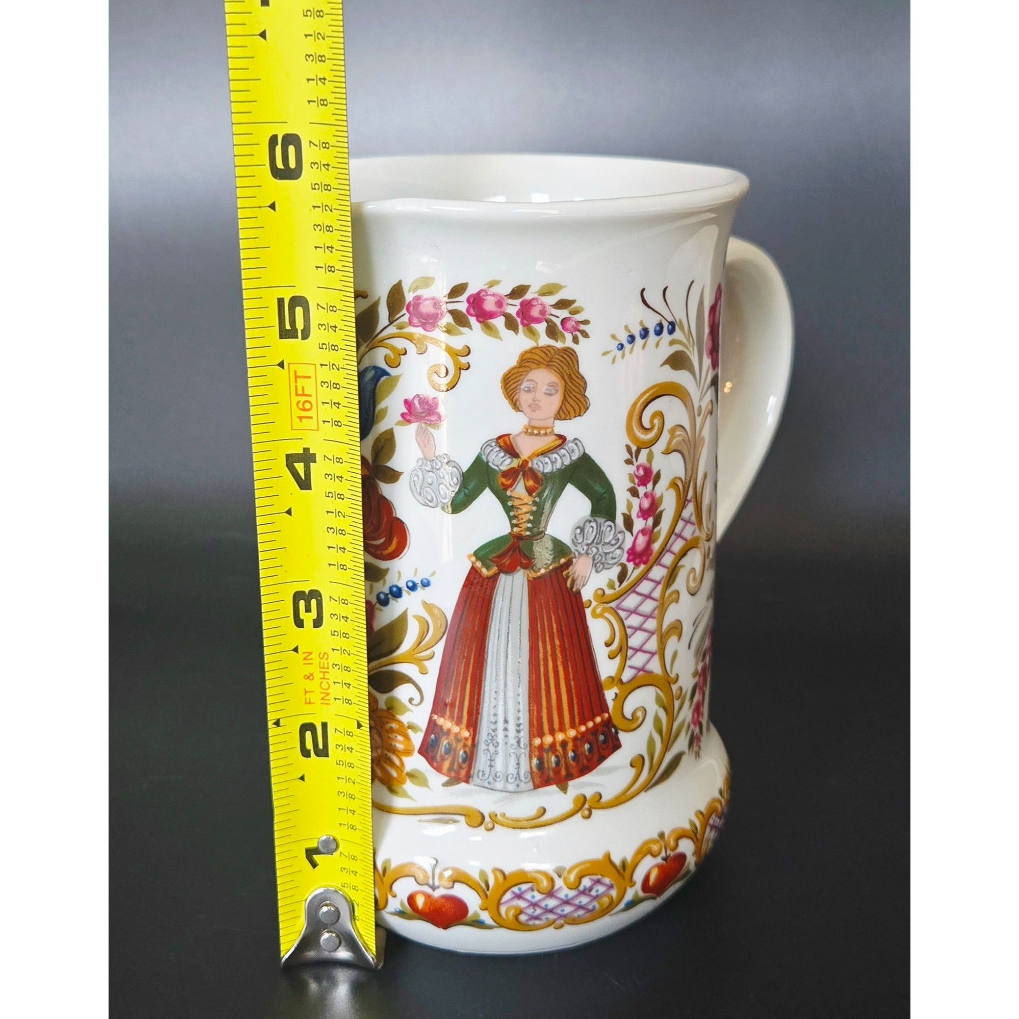 Vintage Colorful Ceramic Milk Pitcher Folk Art 6" decor