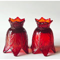 Fenton Red Amberina Tulip Candleholders Votive Holders, reversible votives or tapers, flippable