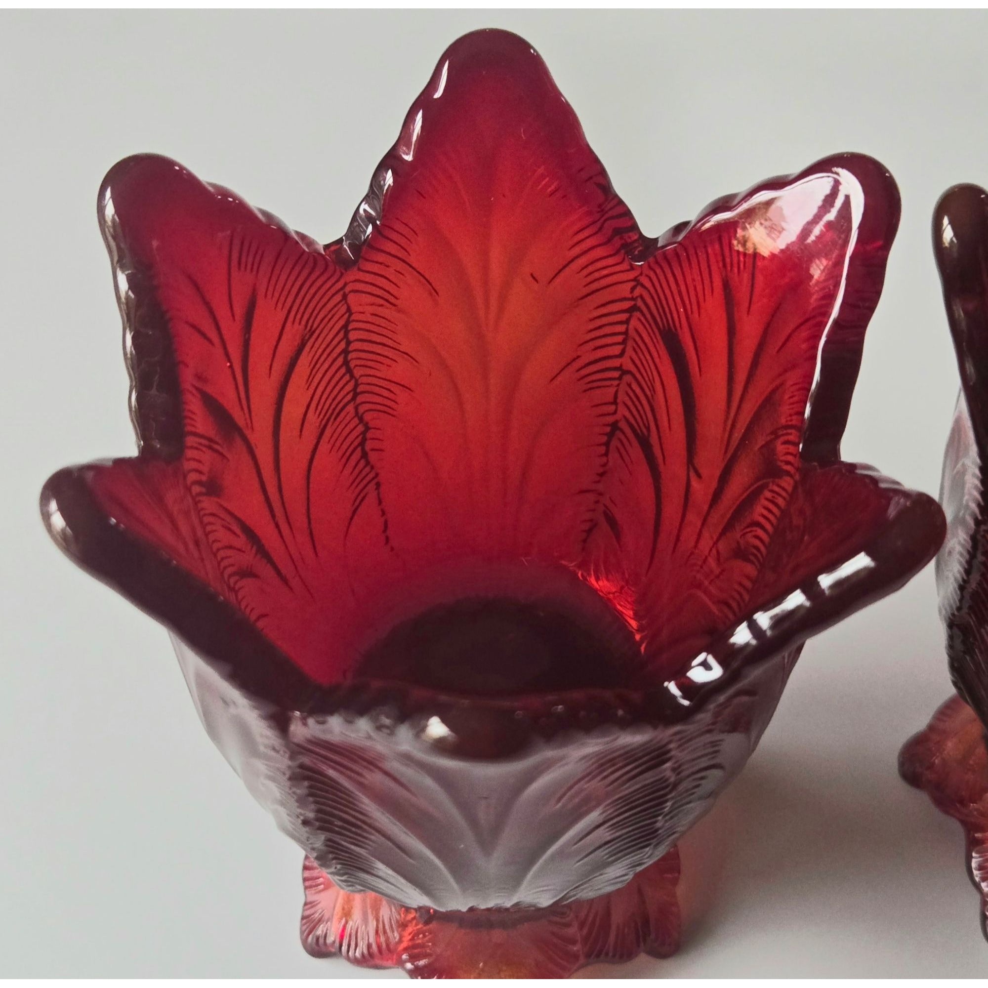 Fenton Red Amberina Tulip Candleholders Votive Holders, reversible votives or tapers, flippable