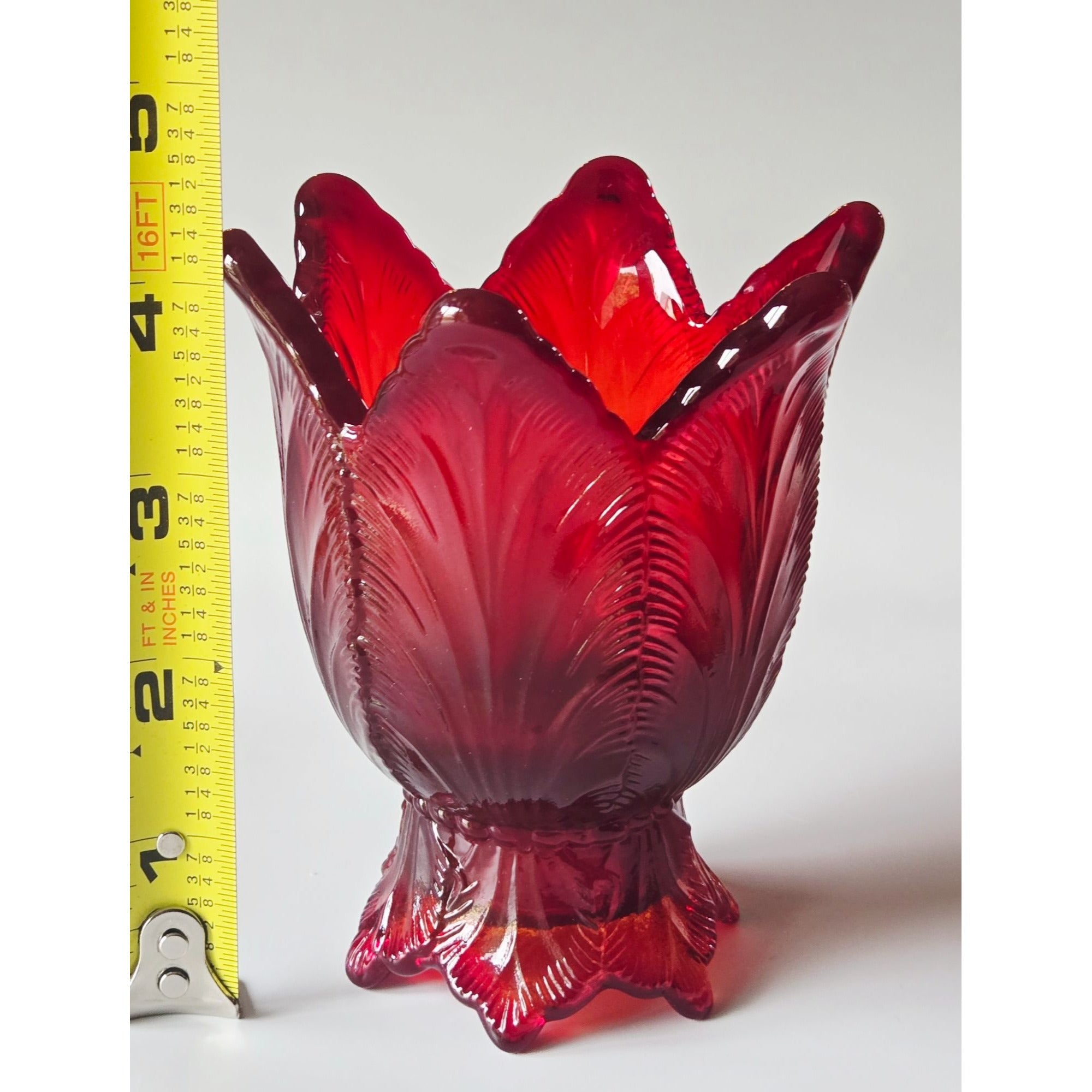 Fenton Red Amberina Tulip Candleholders Votive Holders, reversible votives or tapers, flippable