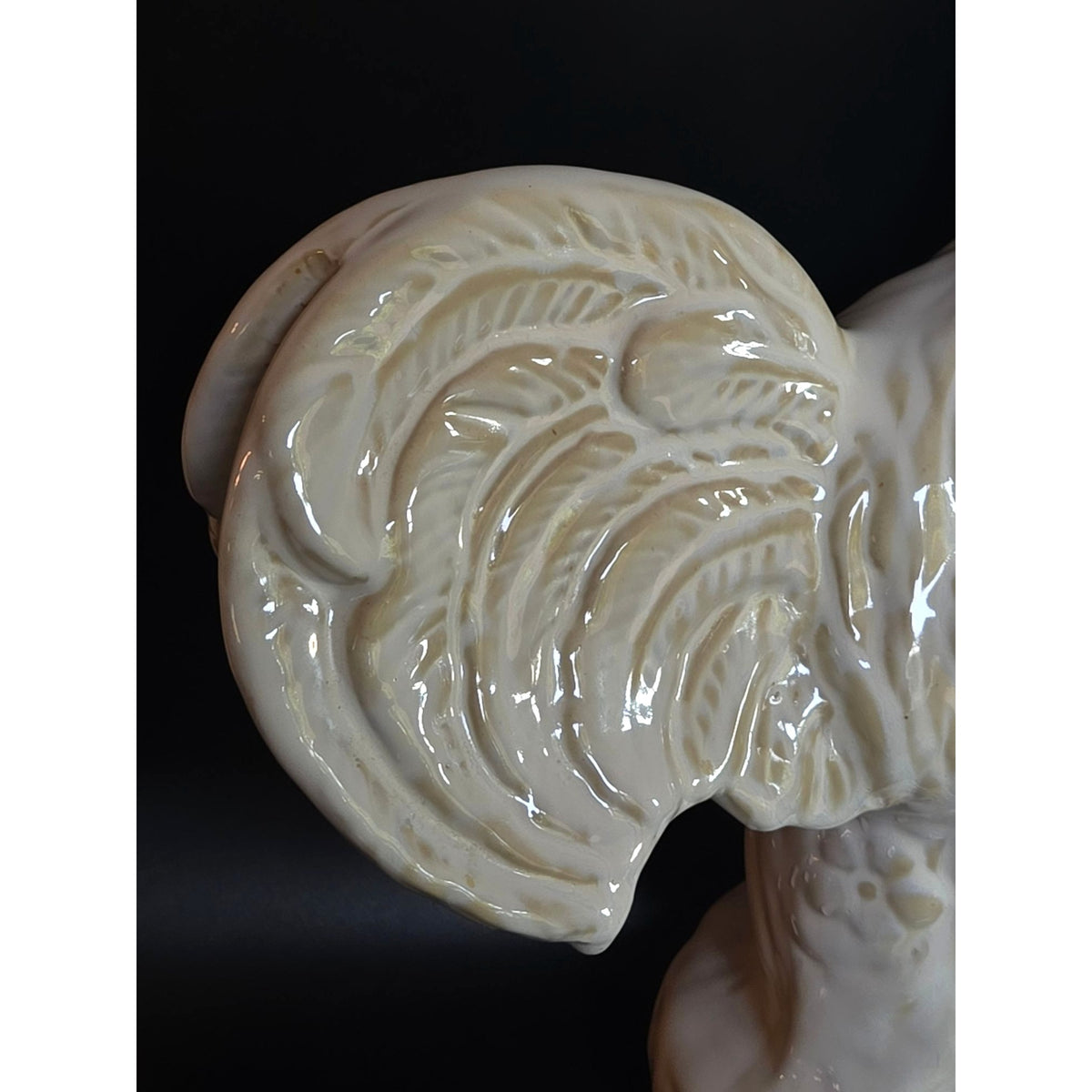 Vintage Ceramic Rooster Figurine White Glossy Farmhouse Decor 12" Tall