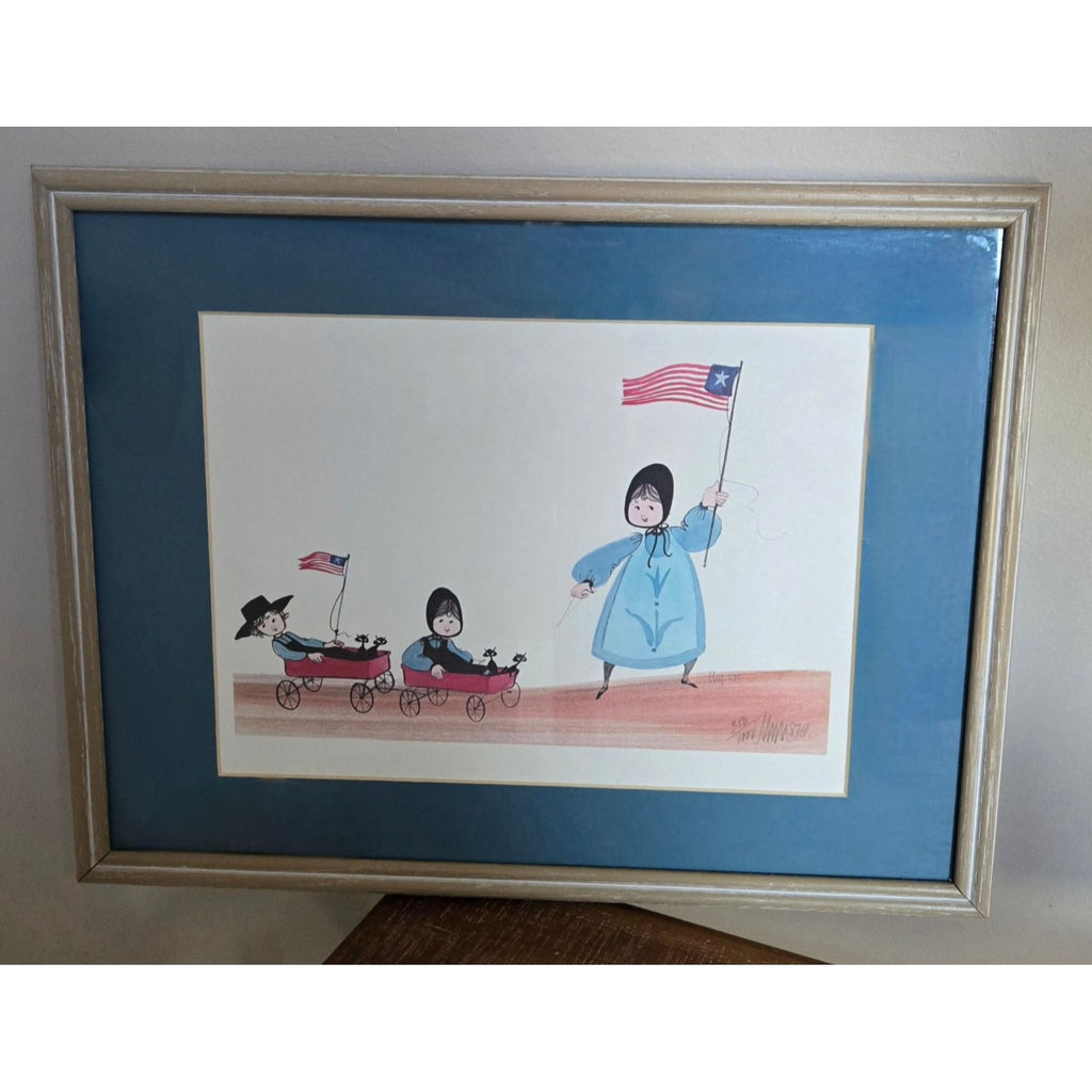 P. Buckley Moss "Wagon Train" Amish Signed Lithograph Framed & Signed,  #350