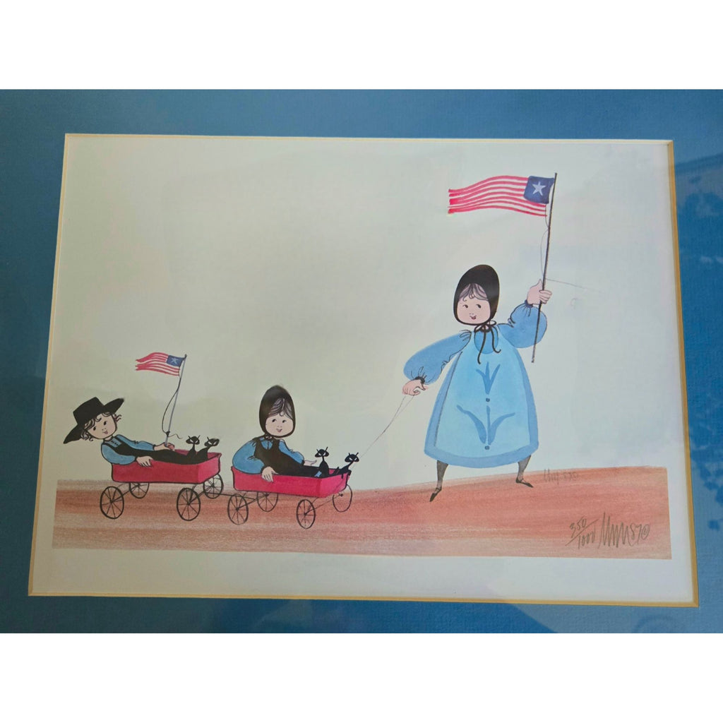 P. Buckley Moss "Wagon Train" Amish Signed Lithograph Framed & Signed,  #350