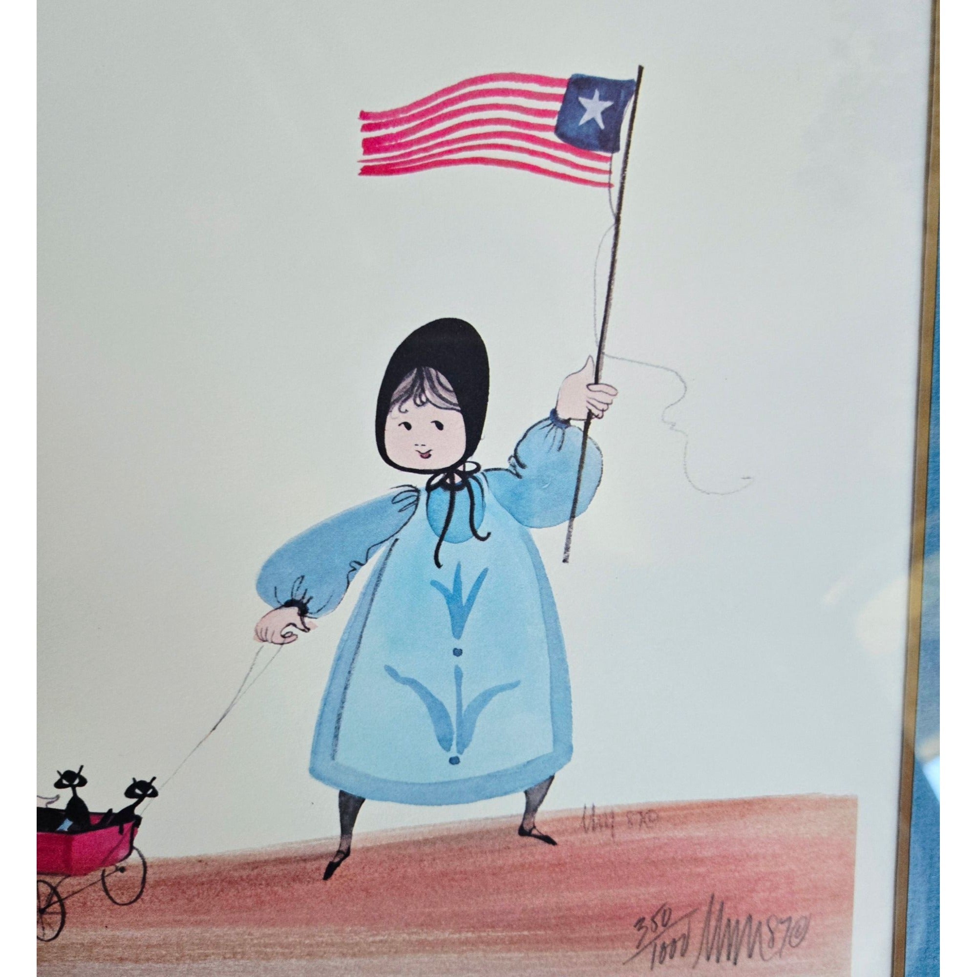 P. Buckley Moss "Wagon Train" Amish Signed Lithograph Framed & Signed,  #350