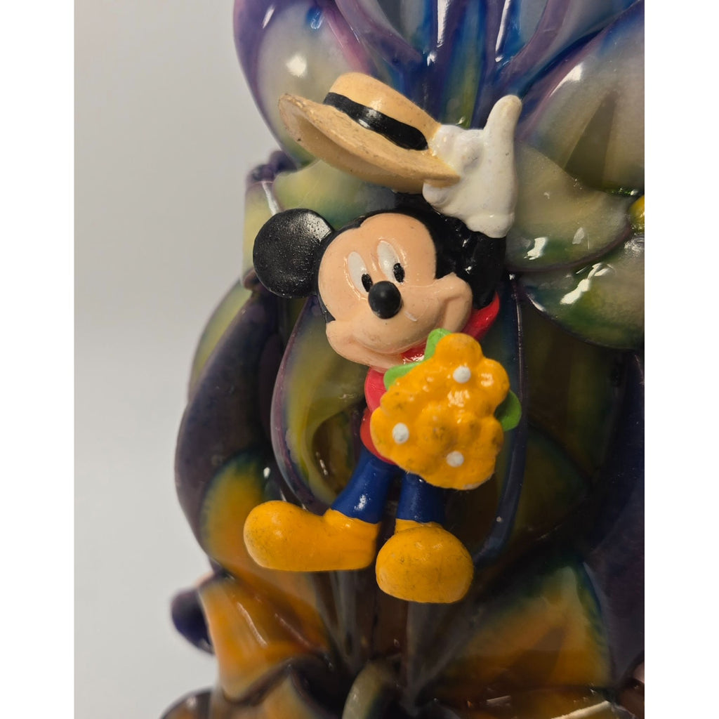 Disney-Themed Ribbon Candle Featuring Mickey Minnie Pluto & Pinocchio Characters In Multicolor Design