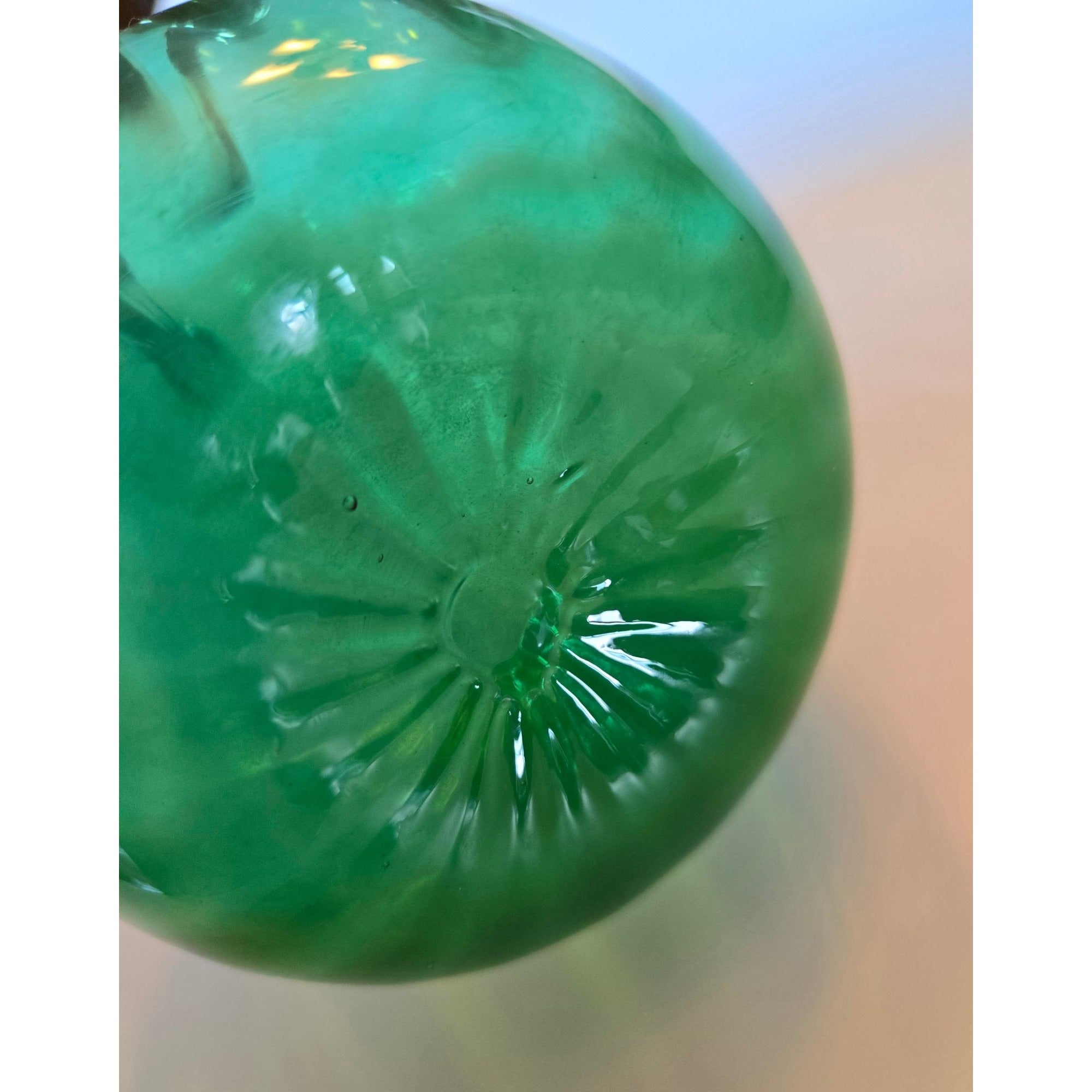 10" Empoli  Optic Vase Green Swirl Gourd Vase, Bottle Vase, Long Neck Excellent Condition, MCM