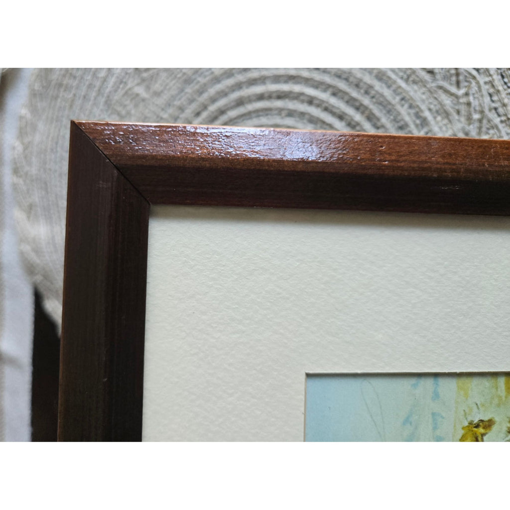 Vintage Western Cowboy Art Print In Rustic Wooden Frame, Featuring Cattle And Lasso Scene, Framed