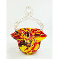 Welz Victorian Speckled Basket with Clear Thorny Twisted Handle, red yellow