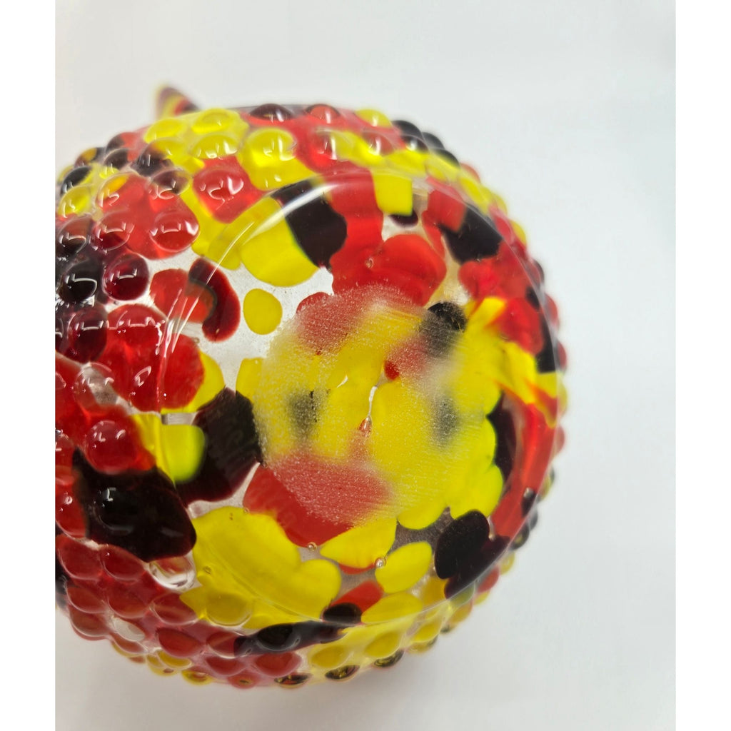 Welz Victorian Speckled Basket with Clear Thorny Twisted Handle, red yellow