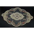 Vintage Lace Table Doile With Pink floral Embroidery & Scalloped Edges