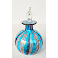 Handcrafted Murano Glass Perfume Bottle With Stopper - Multicolor Striped Design - 3.5" Tall