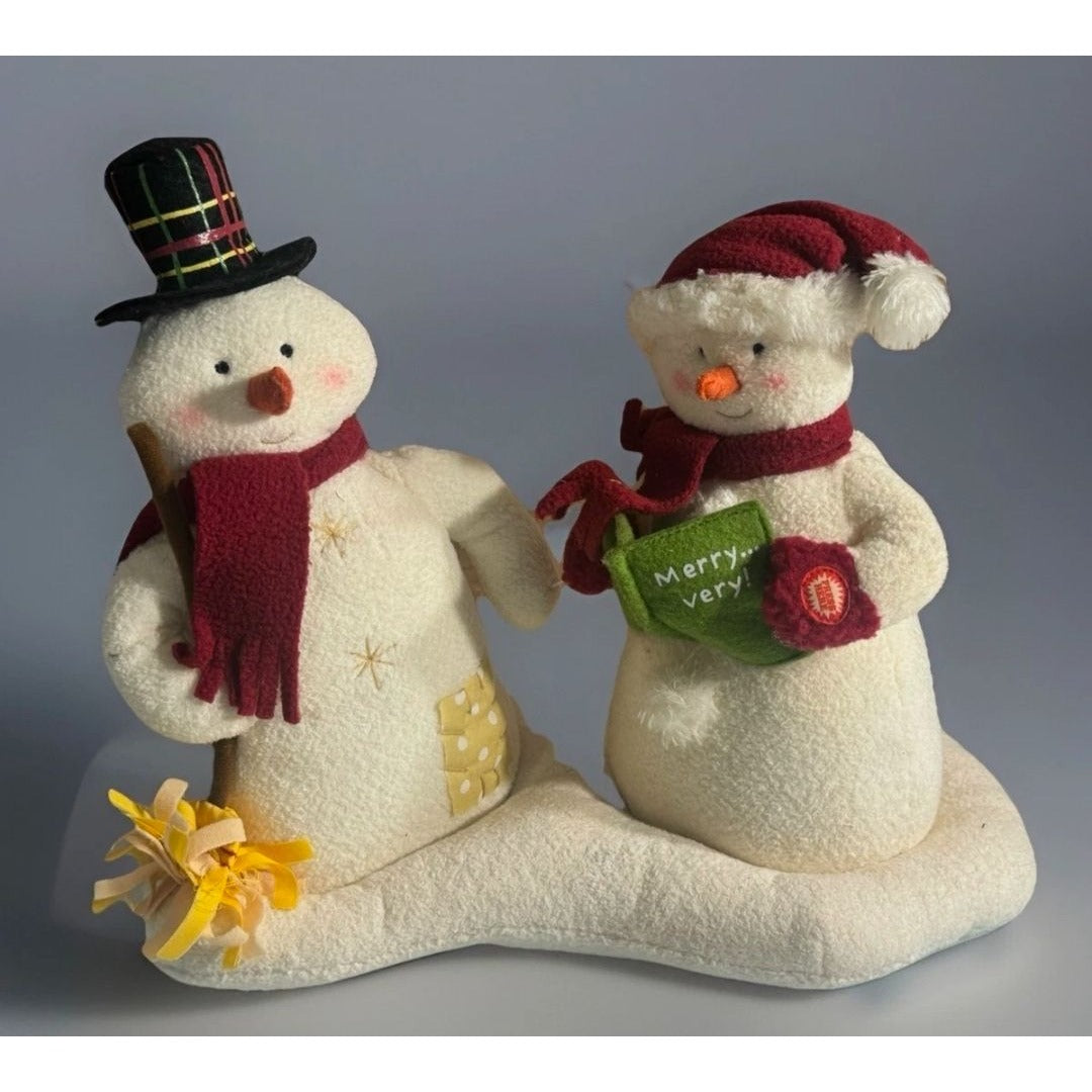 Hallmark JINGLE PALS Mr Ms Snowman Animated Singing Caroling Plush 2003 Works