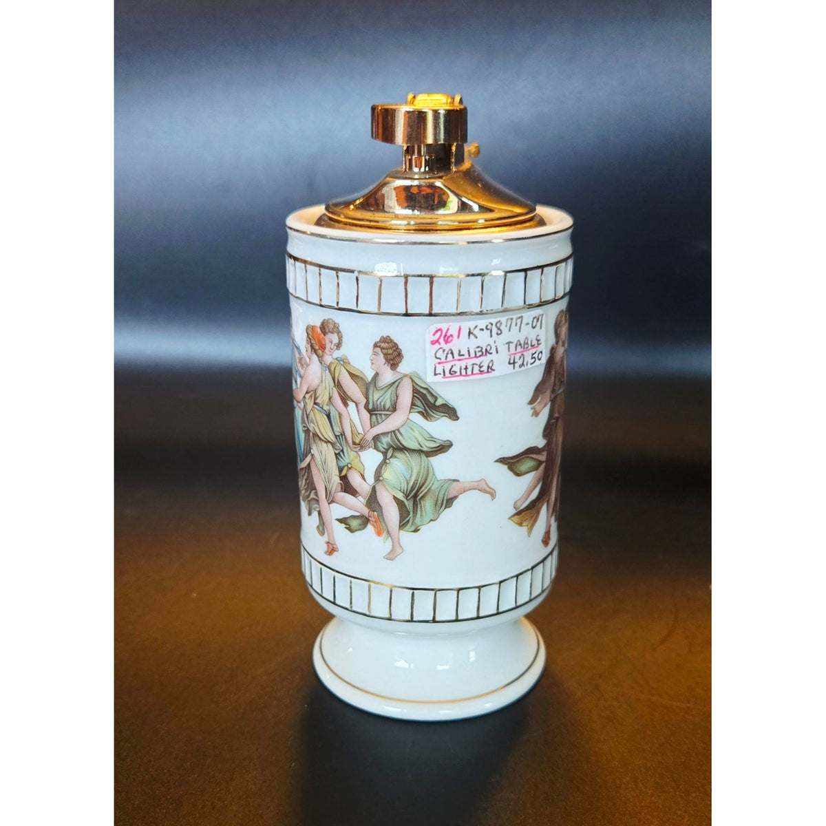 Vintage Colibri Japan Porcelain Table Lighter Dance Scene 5"