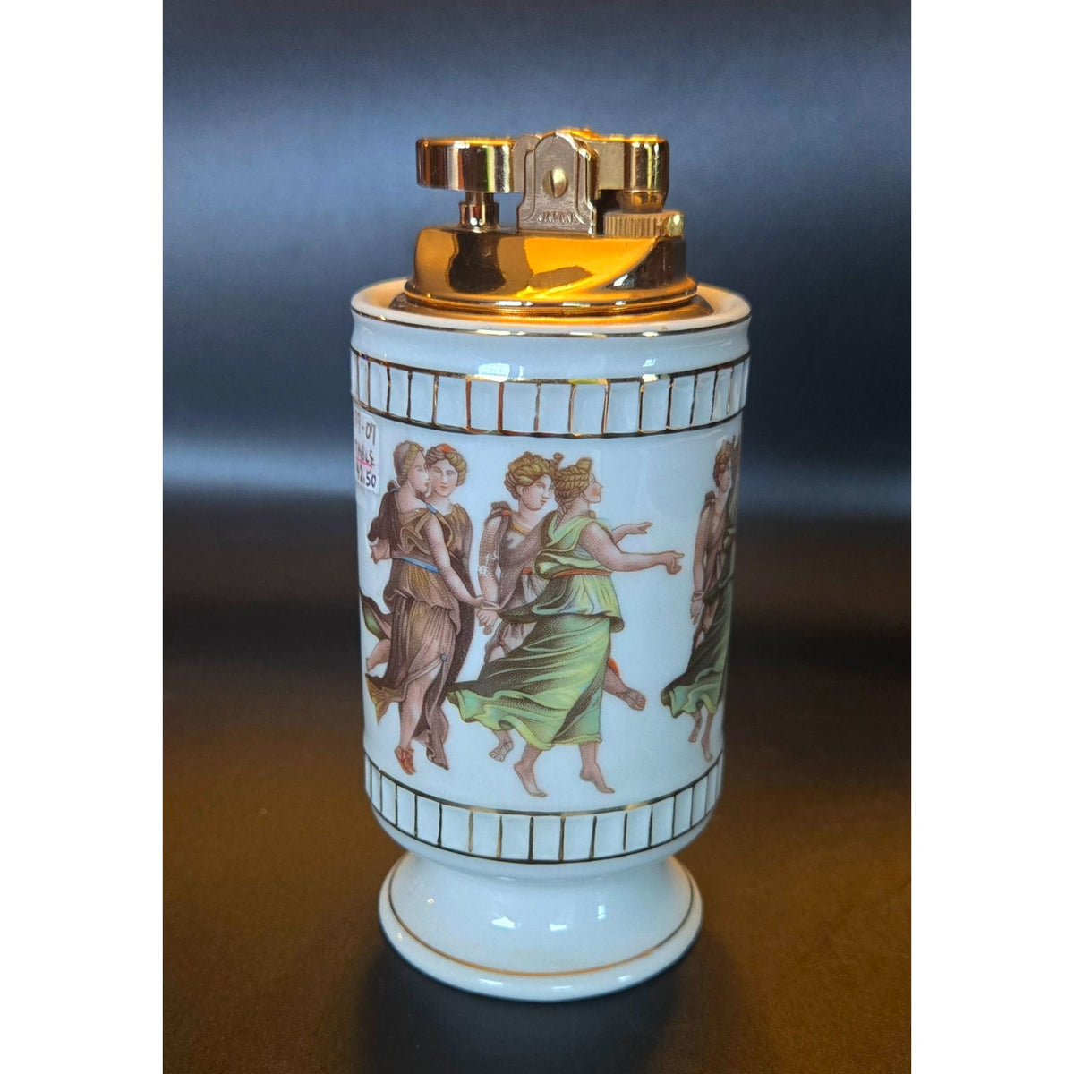 Vintage Colibri Japan Porcelain Table Lighter Dance Scene 5"