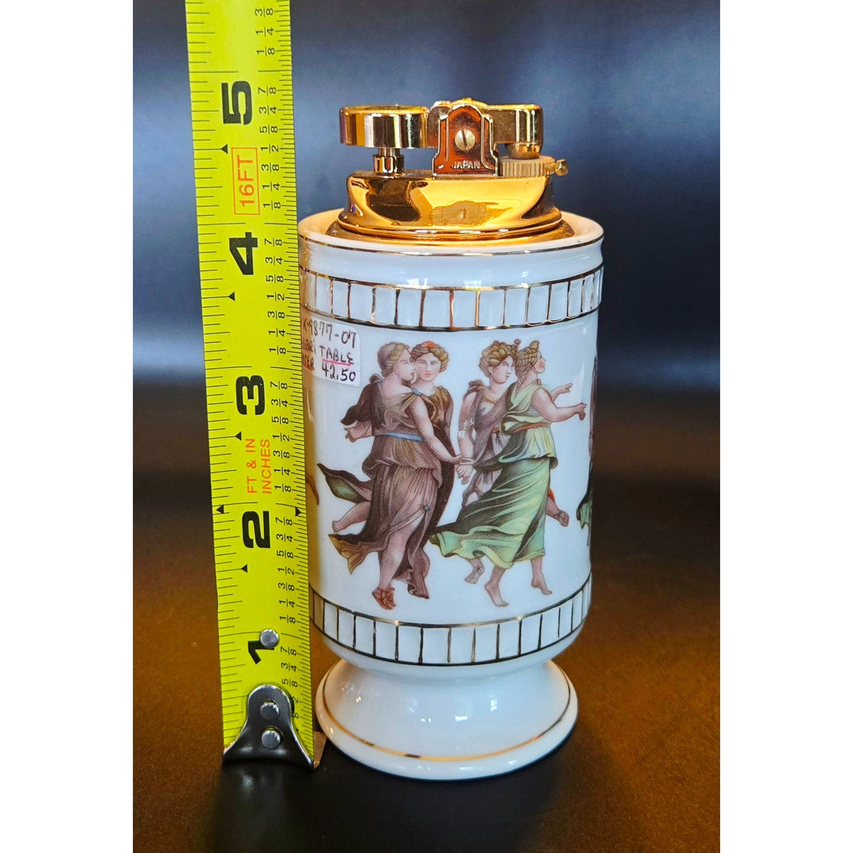 Vintage Colibri Japan Porcelain Table Lighter Dance Scene 5"