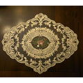 15" Lace Doily With Floral Centerpiece - Ivory W/ Pink Design