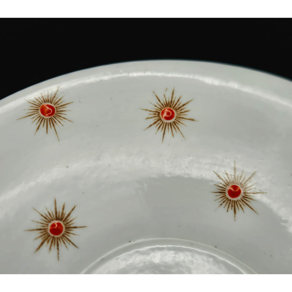 Vintage Royal Albert China 'Star of Eve' Teacup & Saucer Set With Gold Orange Atomic Design