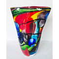 VIZ Art Glass Vase Multicolor Glass Hankerchief Style Abstract Designs