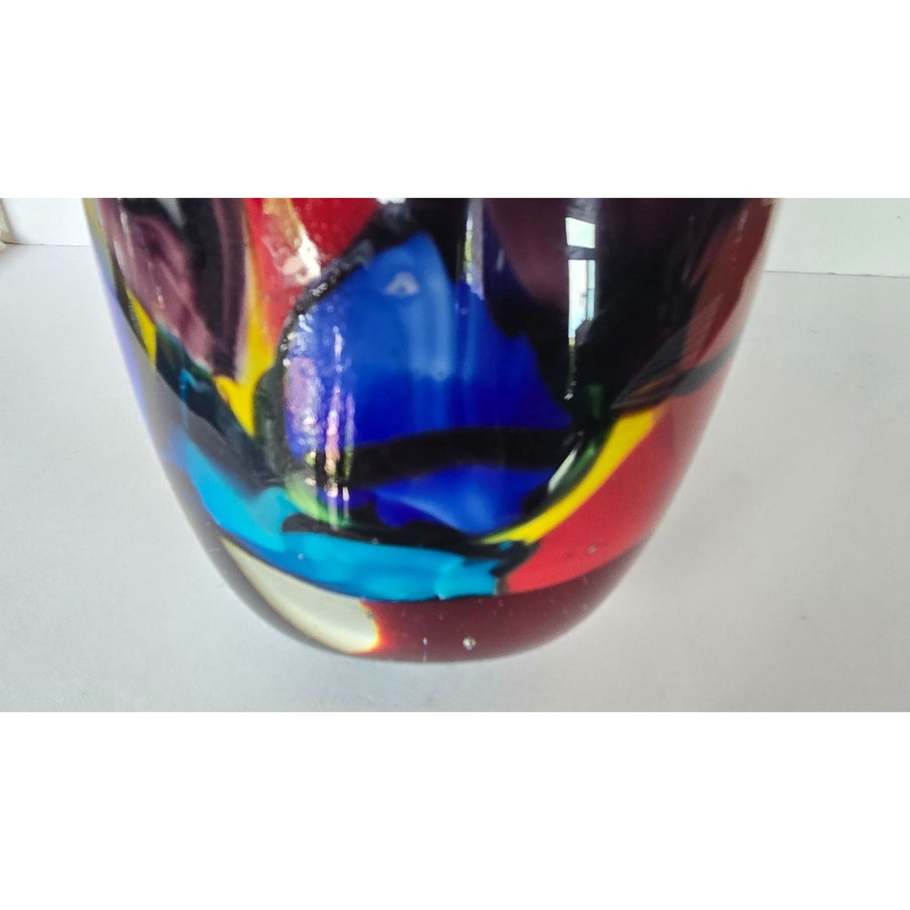 VIZ Art Glass Vase Multicolor Glass Hankerchief Style Abstract Designs