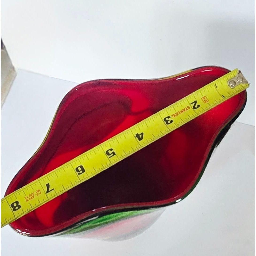 VIZ Art Glass Vase Multicolor Glass Hankerchief Style Abstract Designs