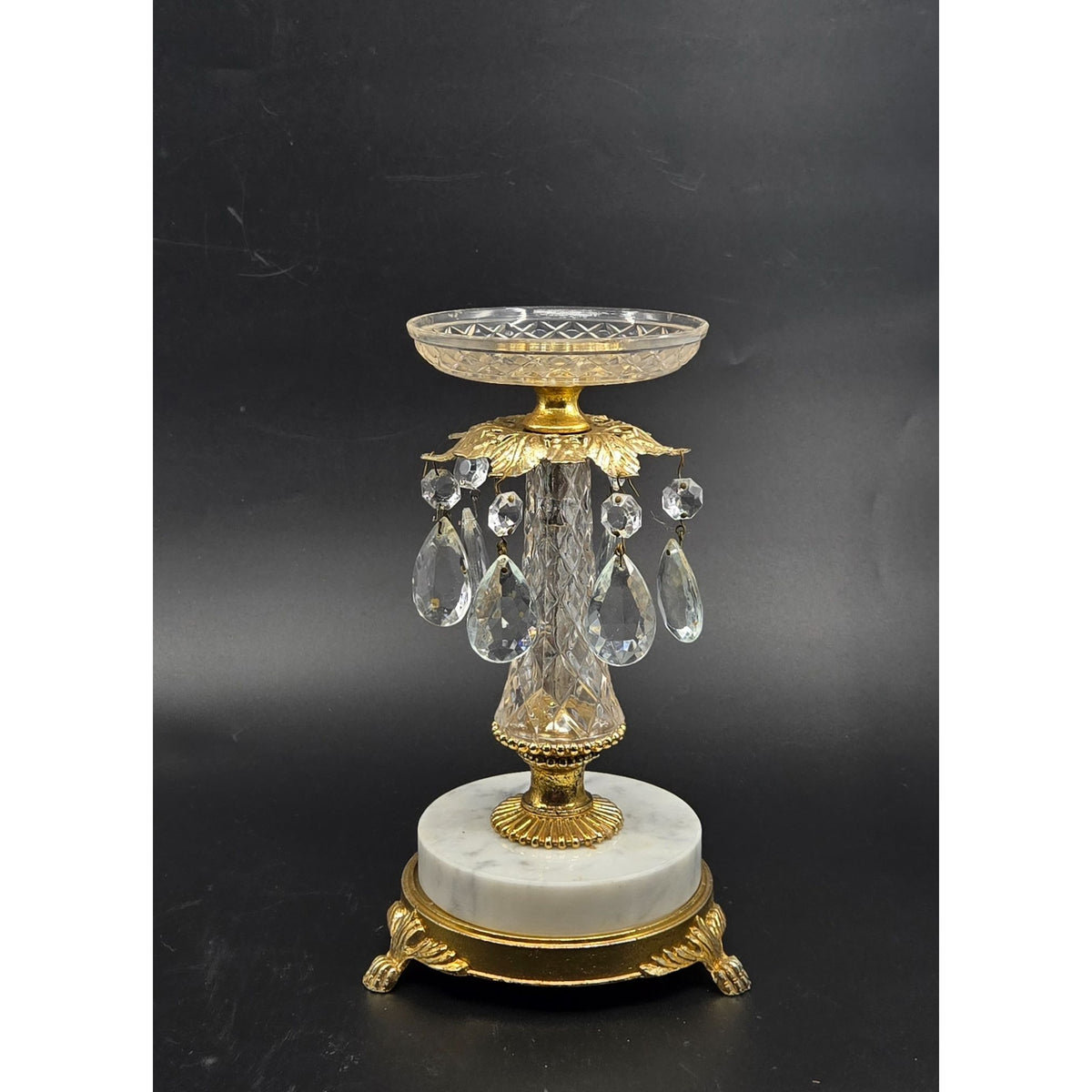 Hollywood Regency Style Pillar Candle Holder with Marble Base