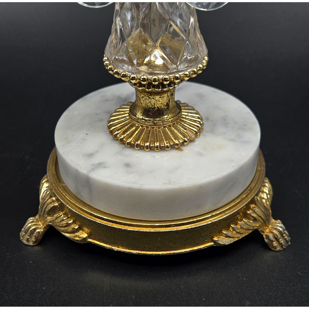 Hollywood Regency Style Pillar Candle Holder with Marble Base