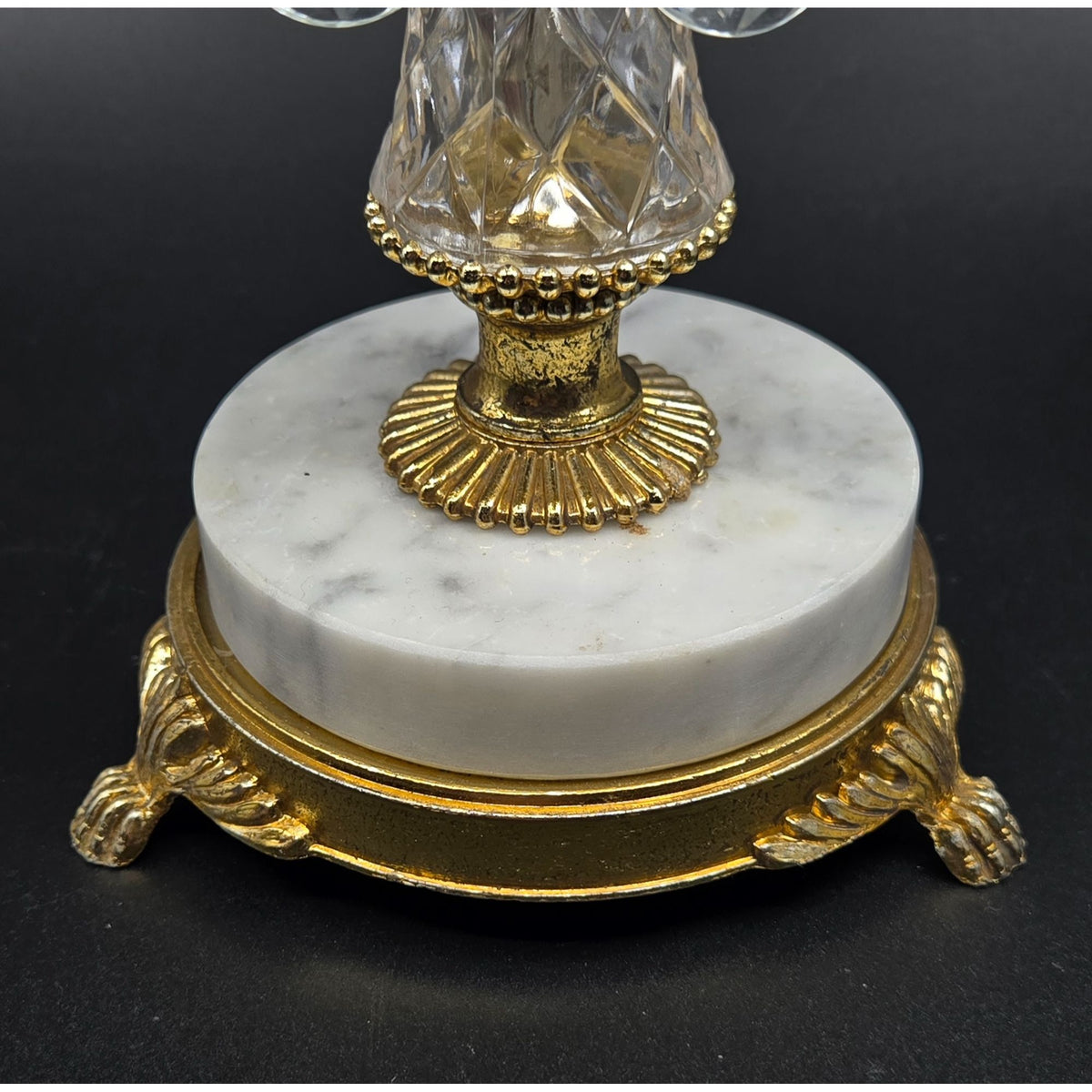 Hollywood Regency Style Pillar Candle Holder with Marble Base