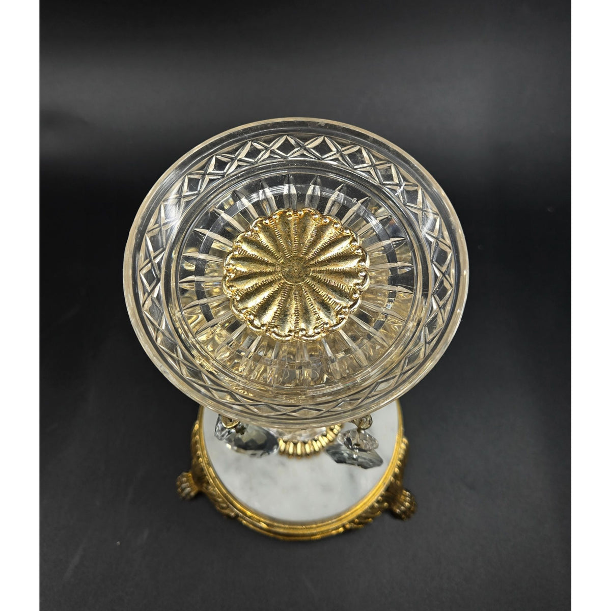 Hollywood Regency Style Pillar Candle Holder with Marble Base