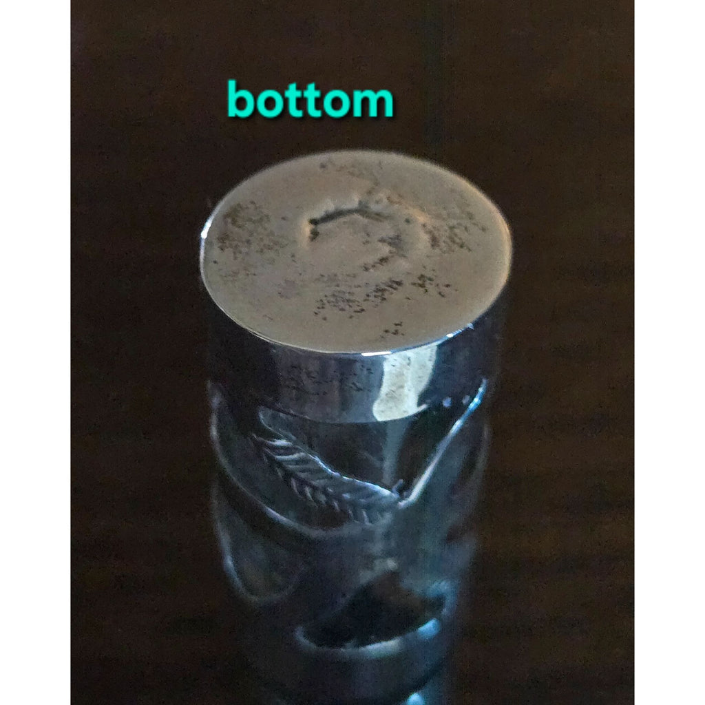 Mexican Silver Decorative Silver Metal & Glass Perfume Bottle
