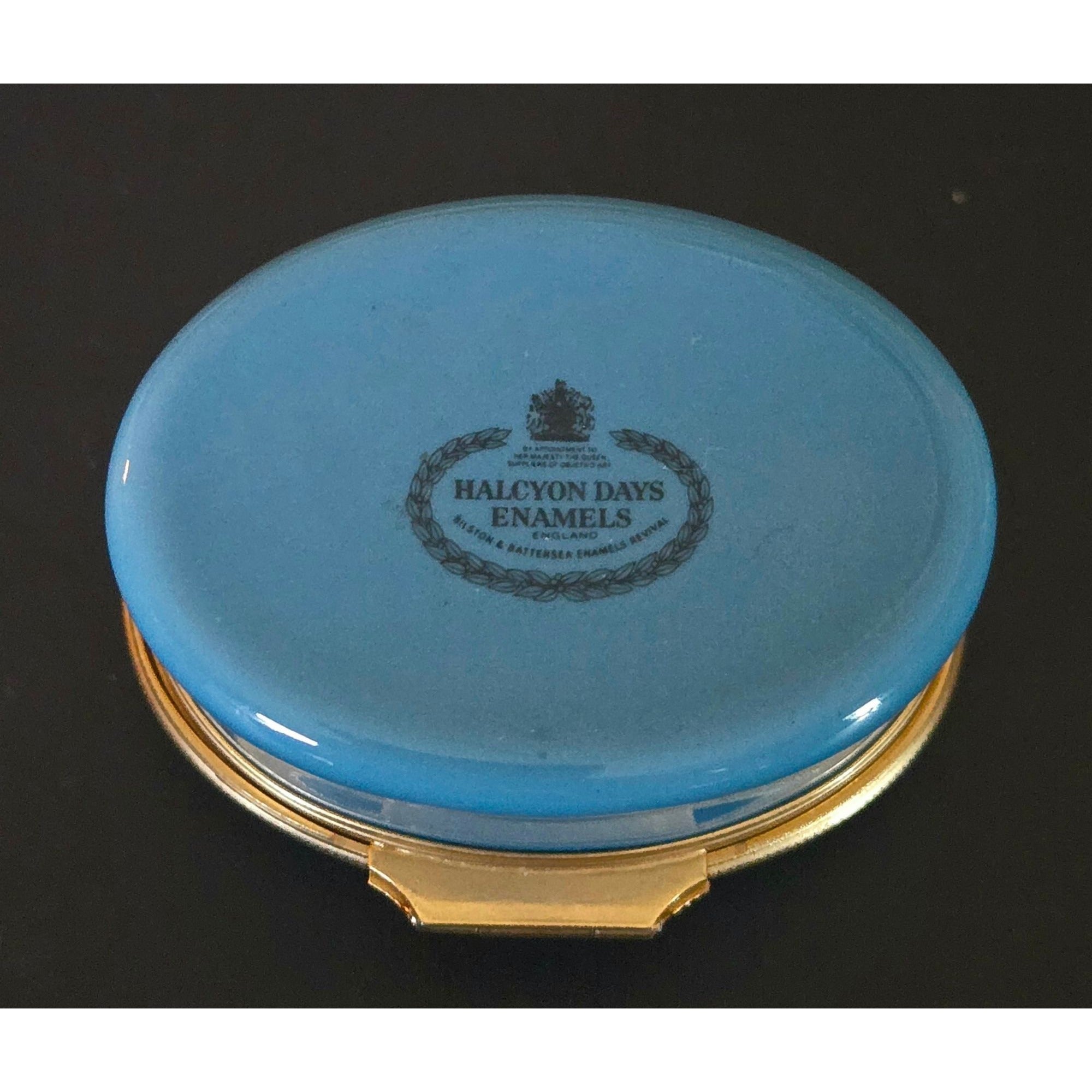 Mount Holyoke College Halcyon Days Enamel Trinket Box With Gold Trim