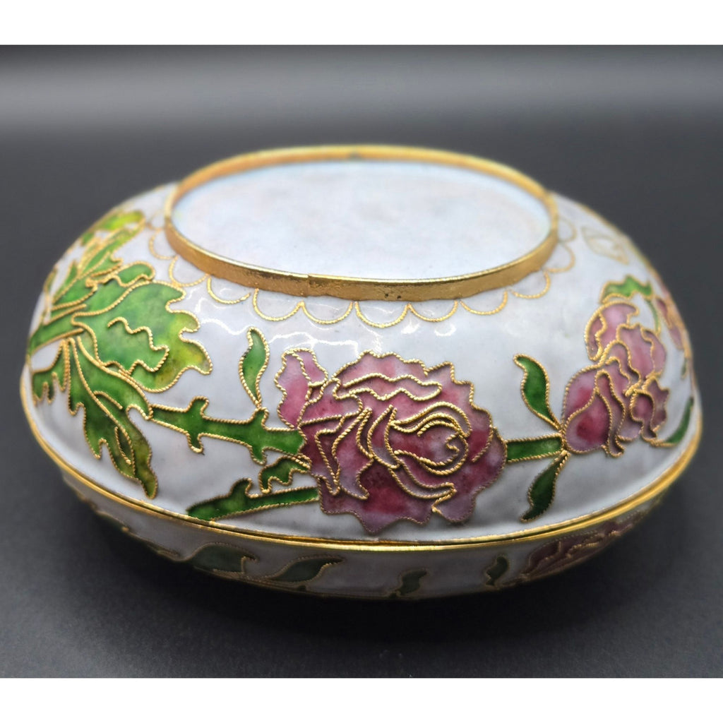 NyCo Nikki Yassaman Metal Lavender & Pink Cloisonné Oval Shaped Trinket Box